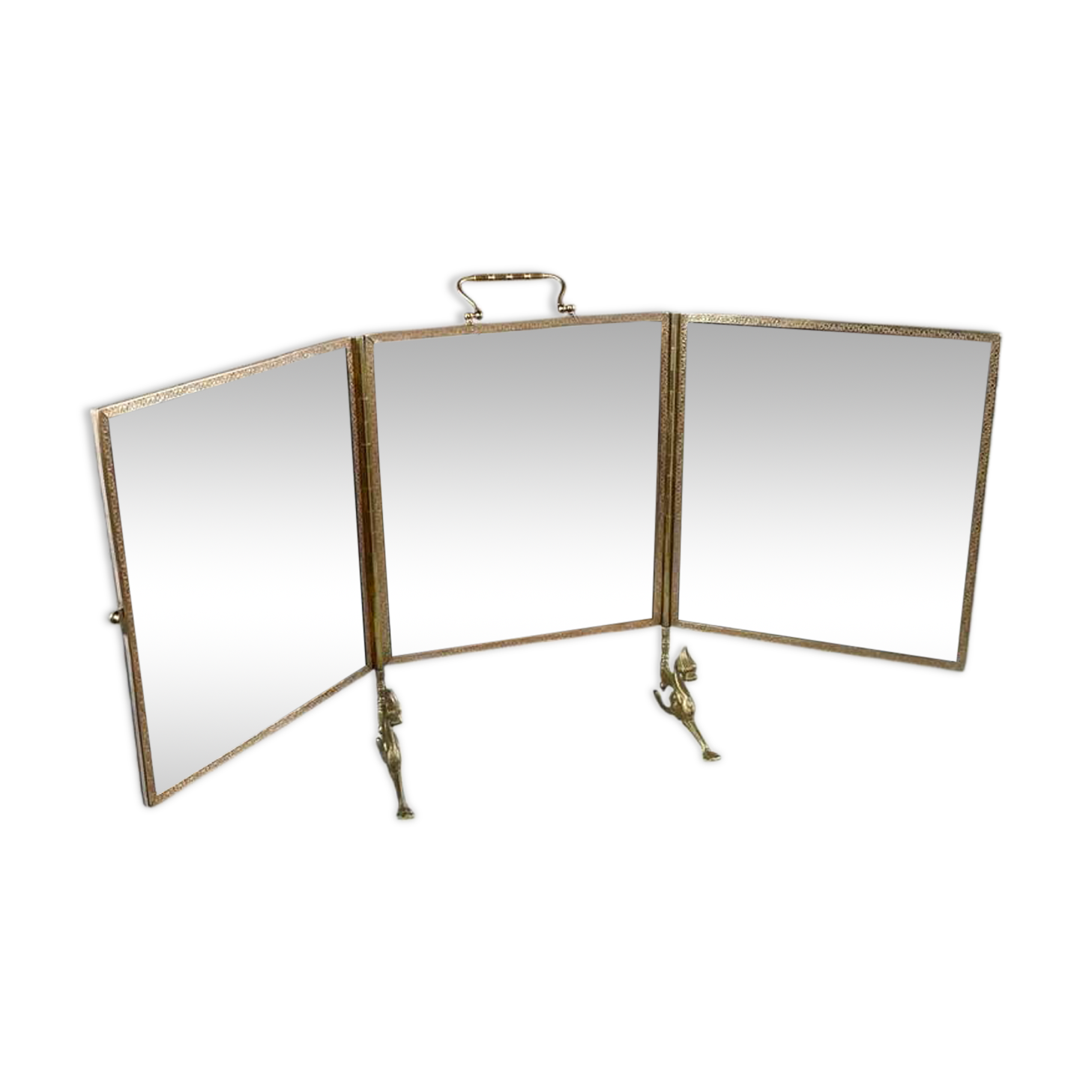 Rare miroir triptyque en bronze – 1900