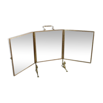 Rare triptych mirror in bronze – 1900