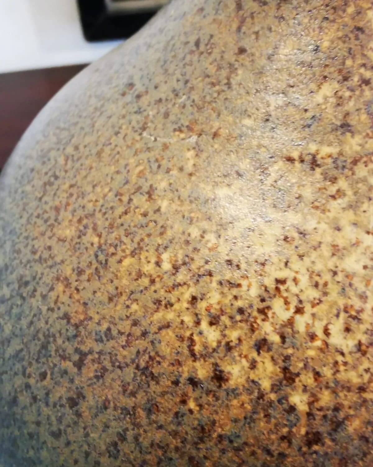 Vintage stoneware ball vase by Daniel Cassiet from 1972