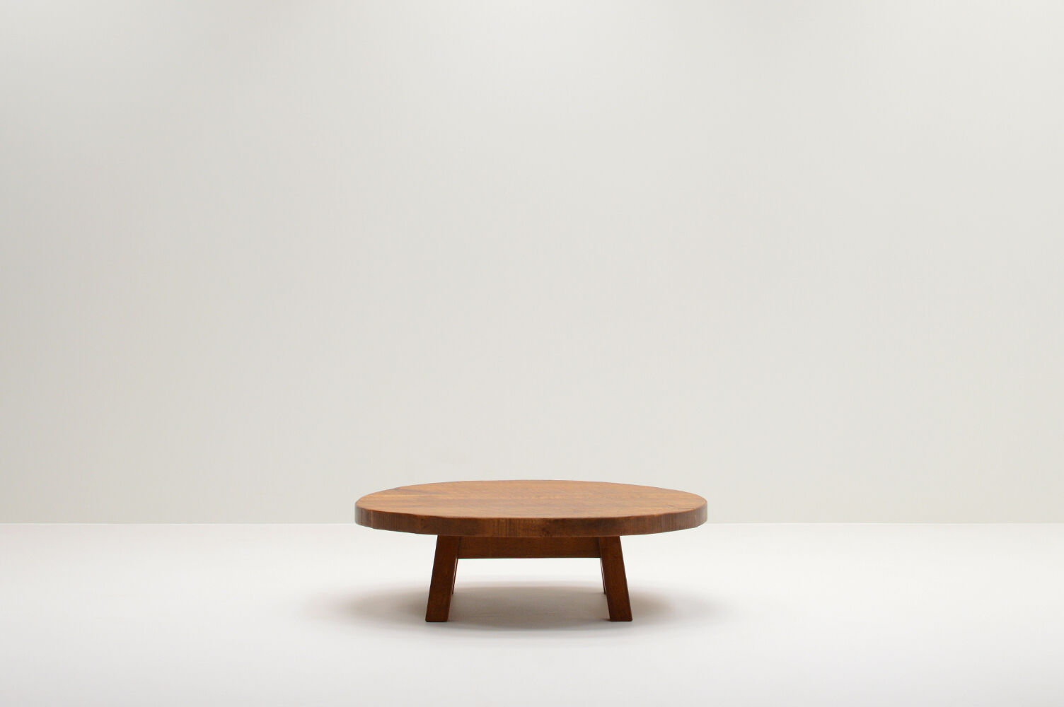 French oak brutalist artisan coffee table, 70s.
