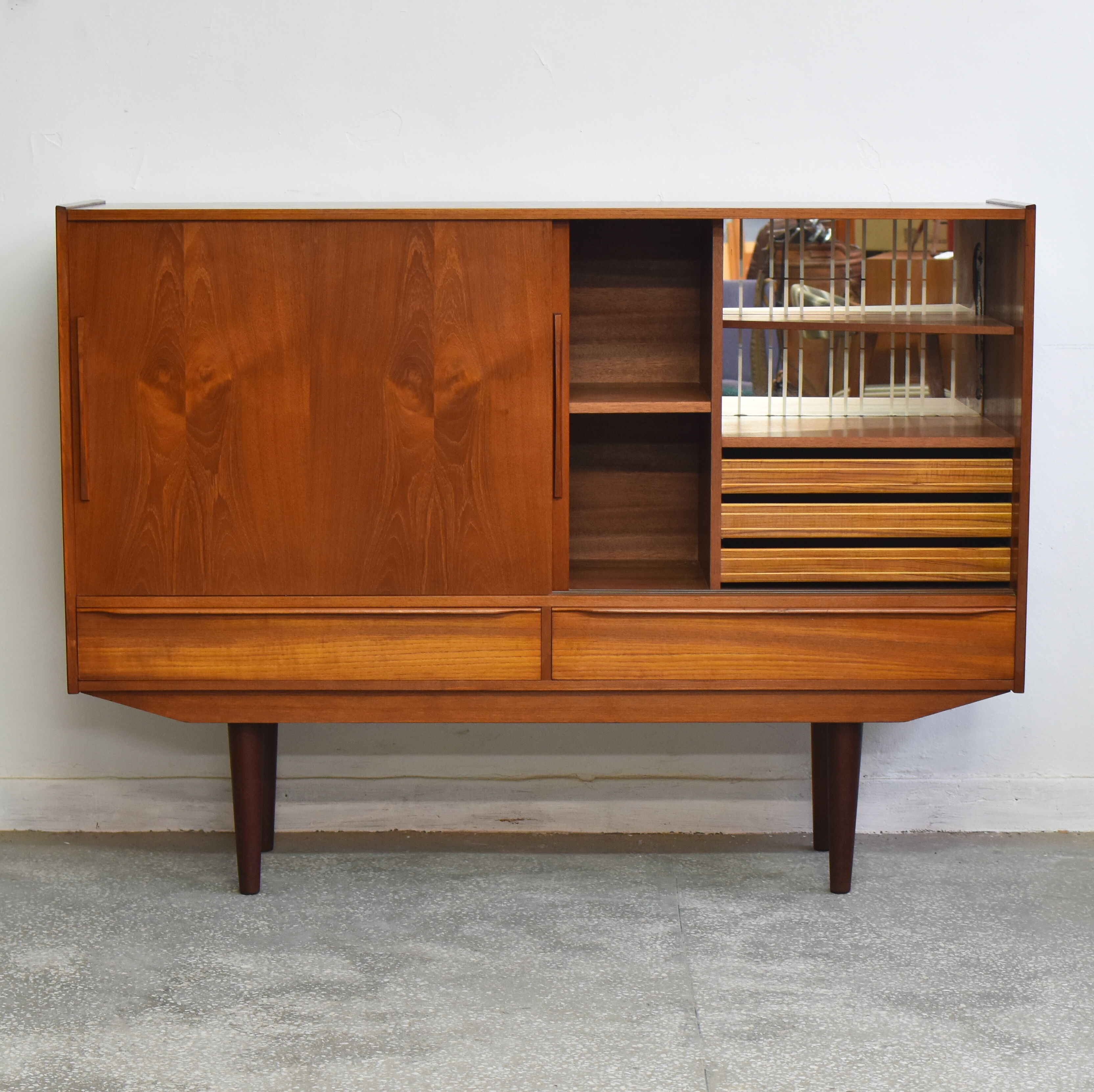 Scandinavian teak highboard, 1960