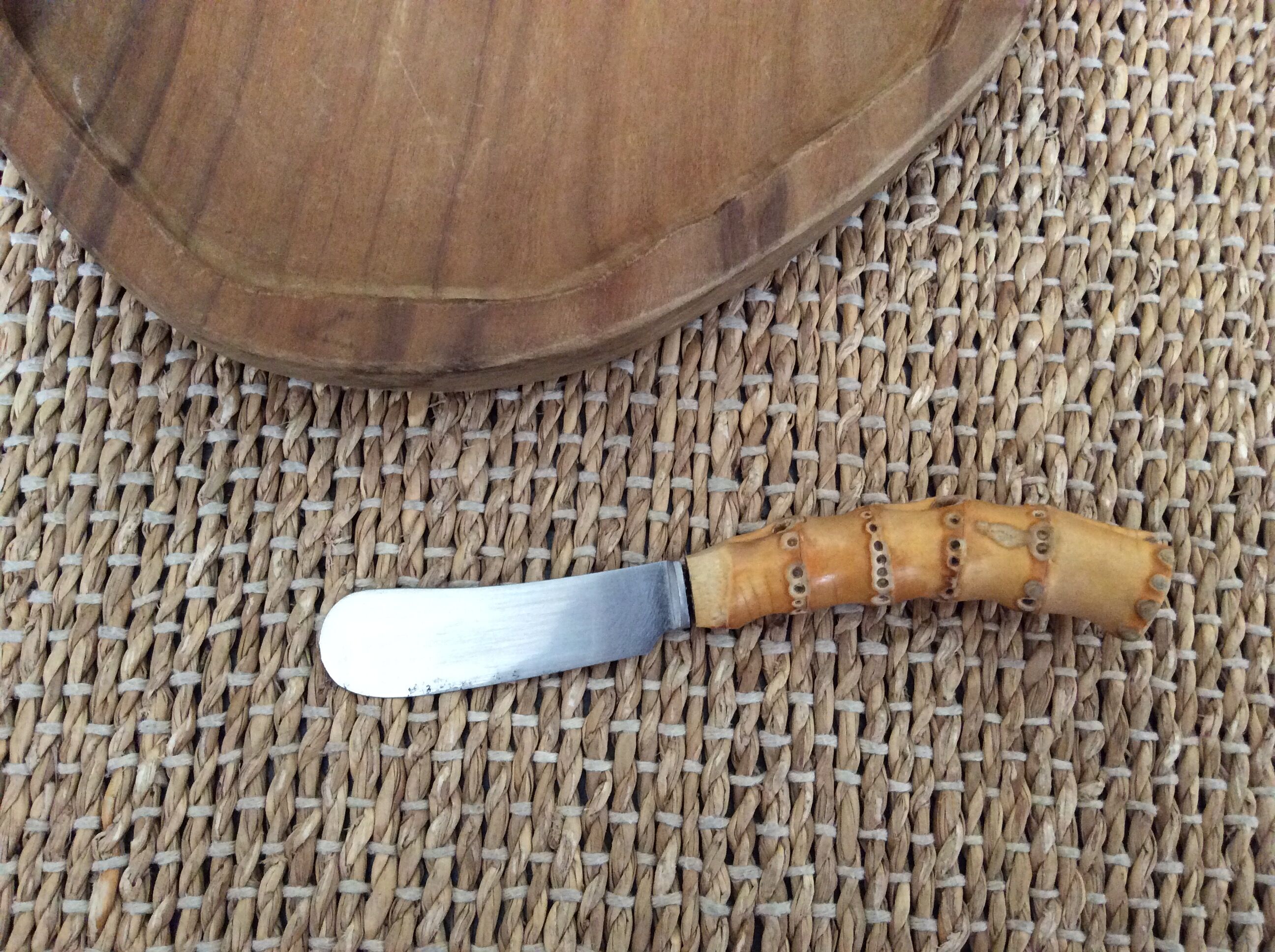 Wooden butter dish and knife