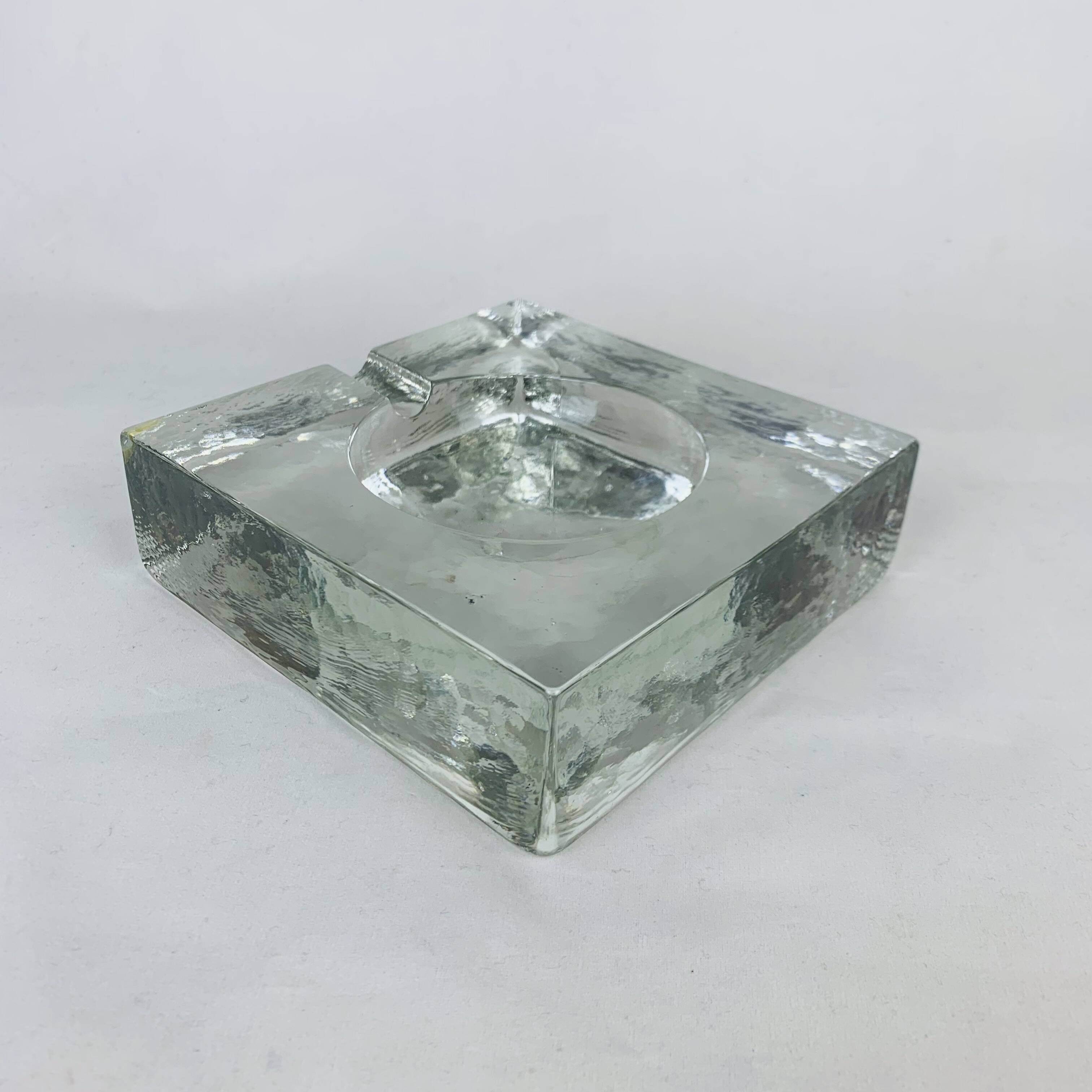 Brutalist glass ashtray from the 70s