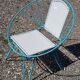 Fauteuil vintage en métal turquoise