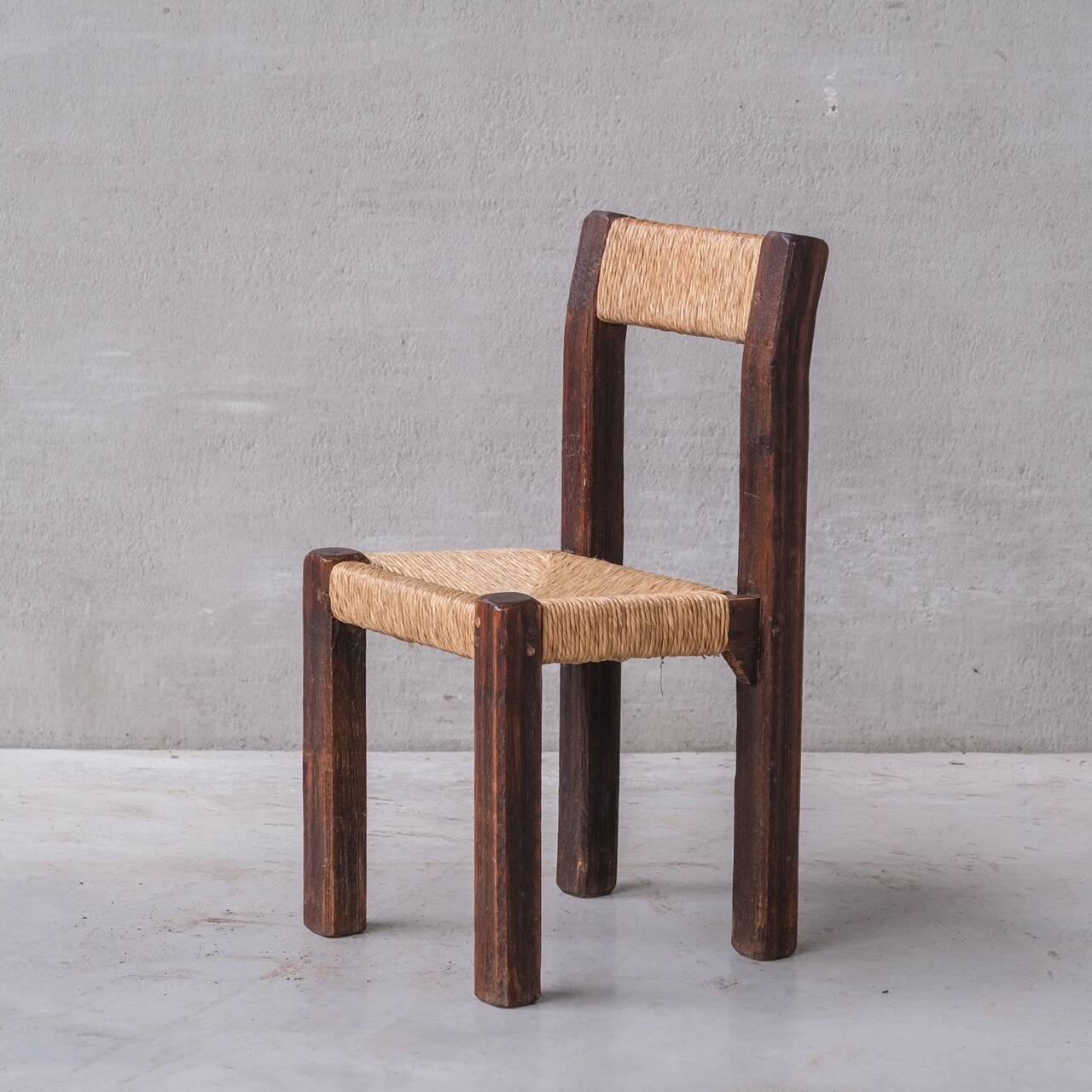 Ensemble de six chaises de salle à manger françaises Chunky Rush du milieu du siècle