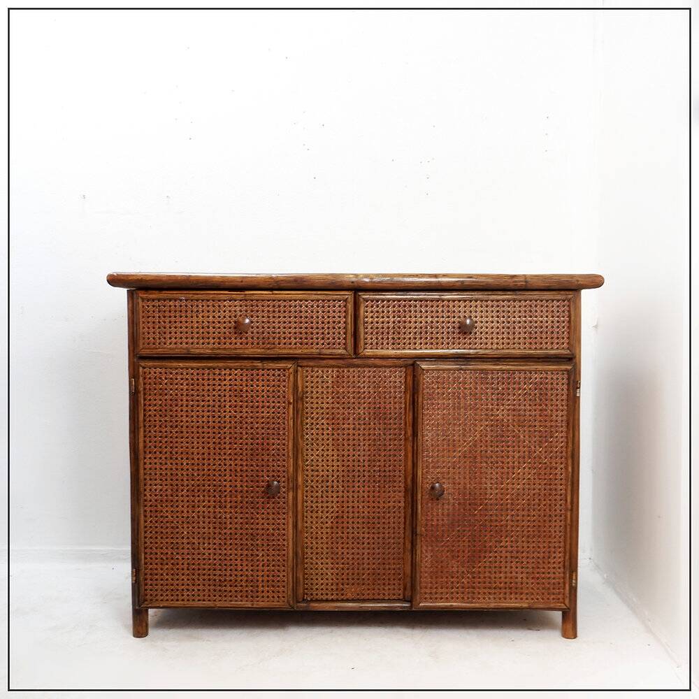 Mid-century bamboo and rattan buffet - 1960s