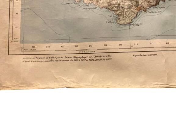 Map of South East France on paper