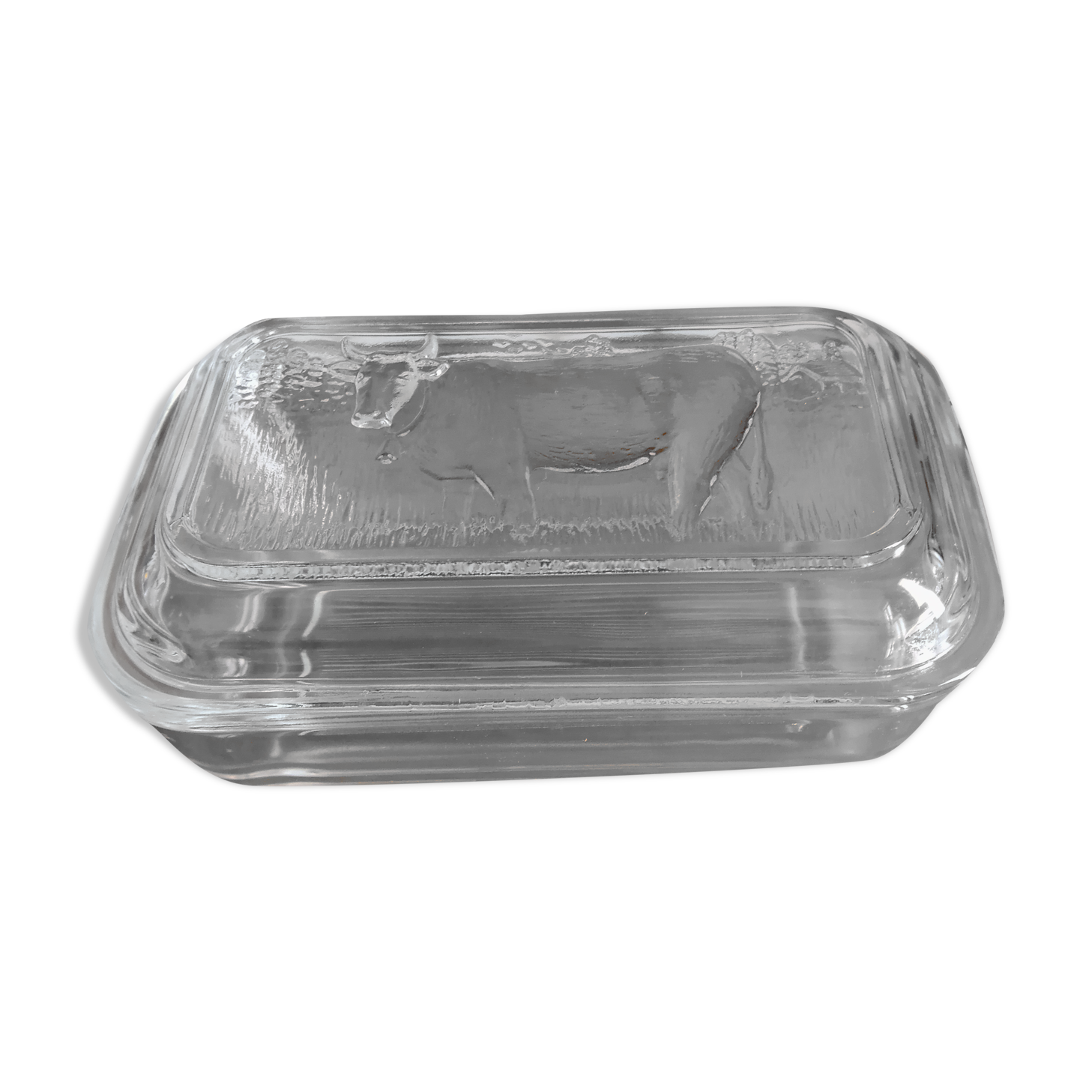 Glass buttermaker cow pattern