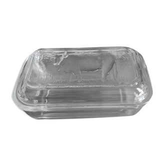 Beurrier en verre motif vache