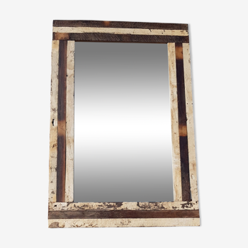 Rectangular mirror in polychrome wood