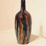 Multicolor glazed ceramic vase signed