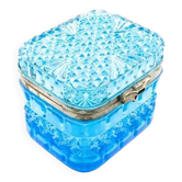 Bonbonnière Art Déco, verre bleu, Ząbkowice, Pologne, années 1930