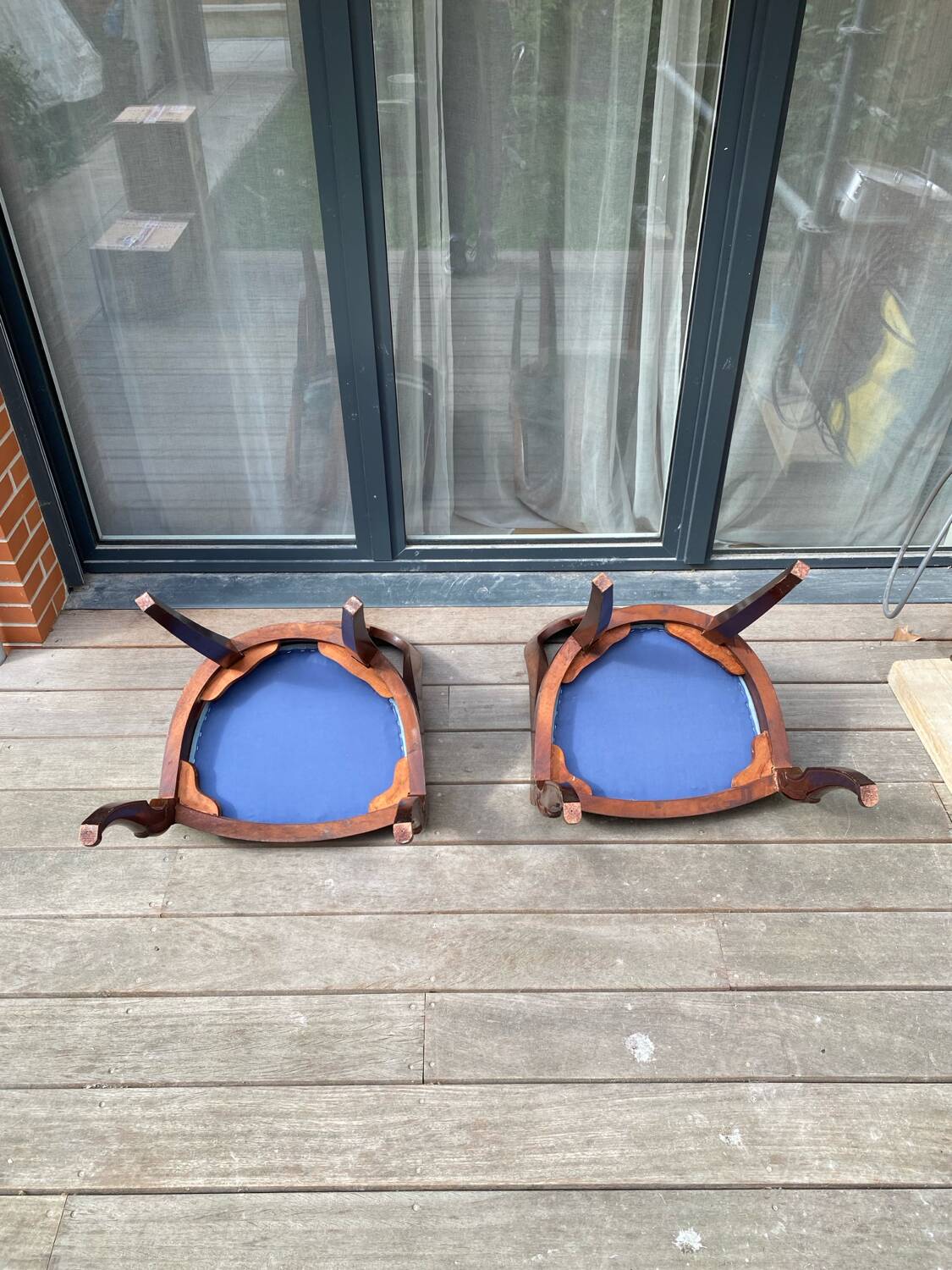 Pair of mahogany gondola chairs