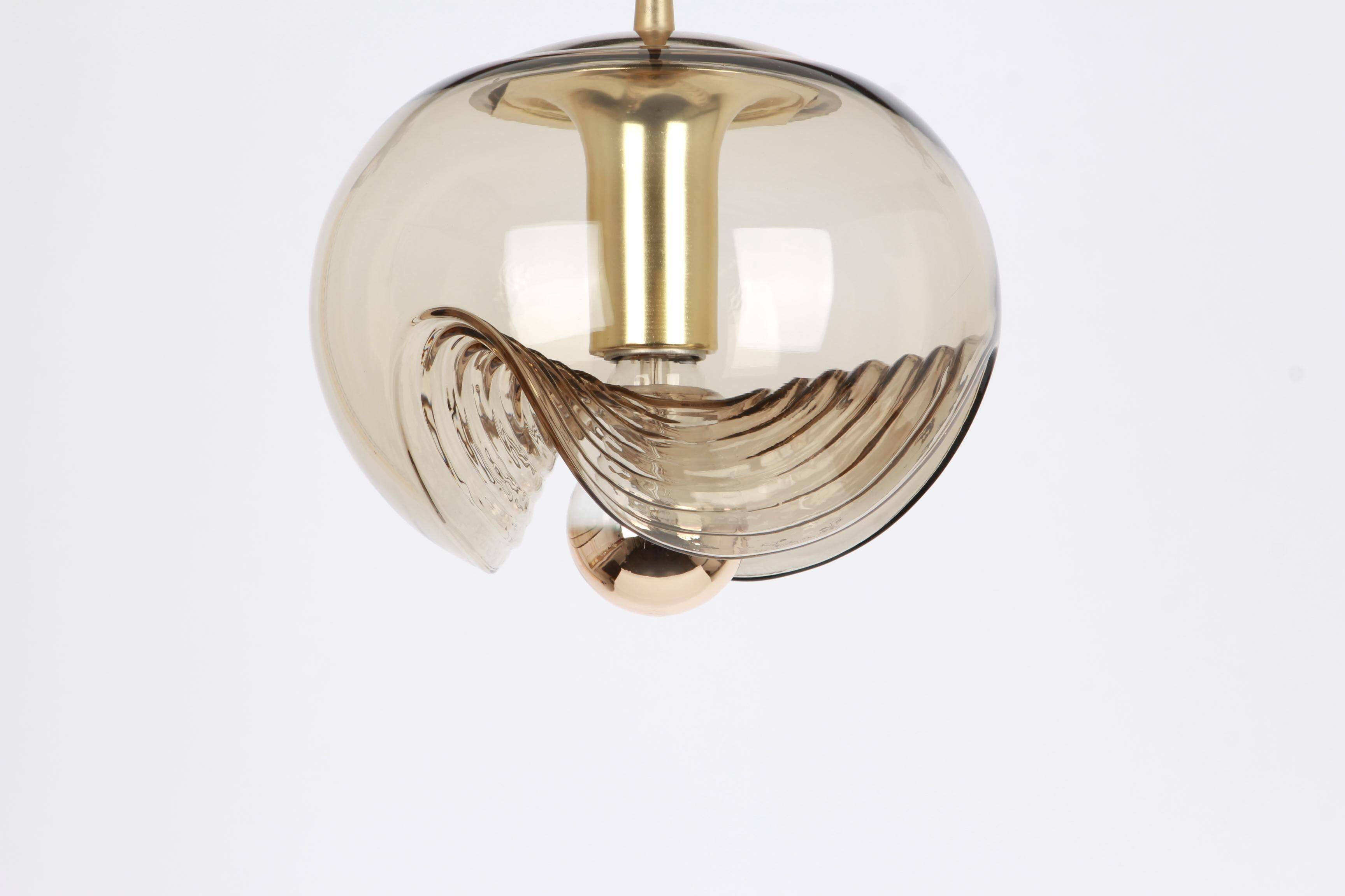 Large smoked glass pendant light by Peill & Putzler, Germany, 1970s.