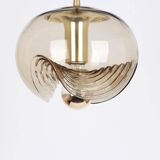 Large smoked glass pendant light by Peill & Putzler, Germany, 1970s.