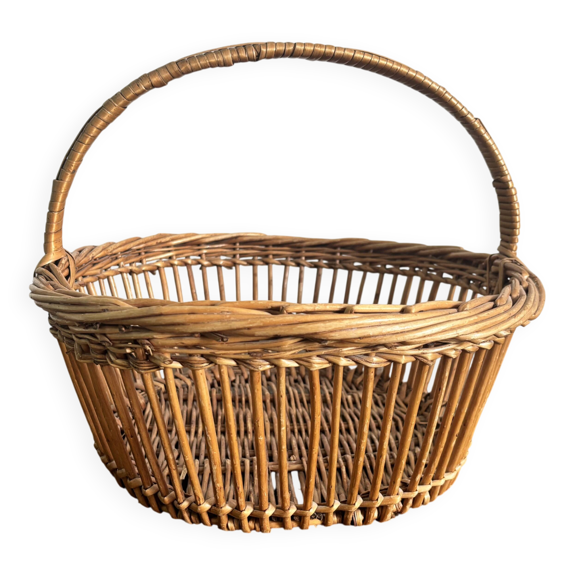 anier vintage en osier, années 50