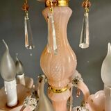 Vintage Italian Pink Opaline Murano Glass Chandelier