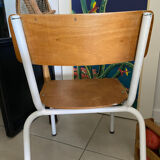 Ancienne chaise écolier enfant bois et métal