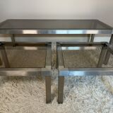 70s design brushed steel coffee table and nesting tables