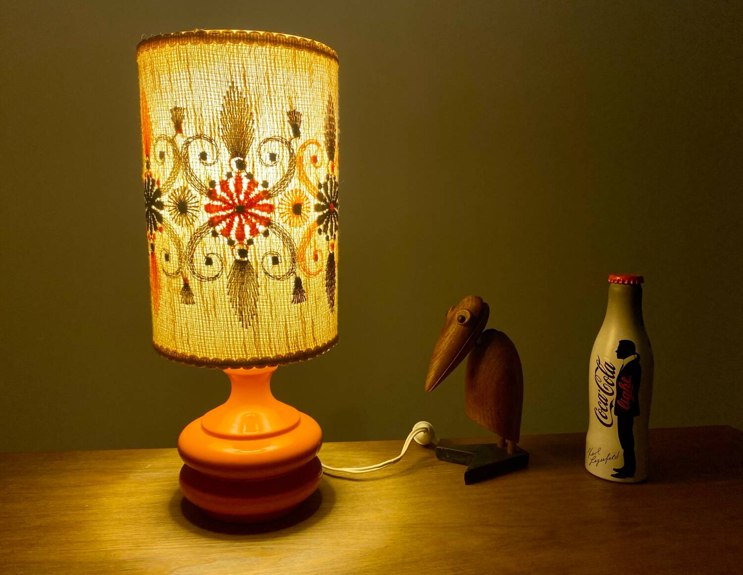 Lampe design Space age vintage années 70 original verre orange