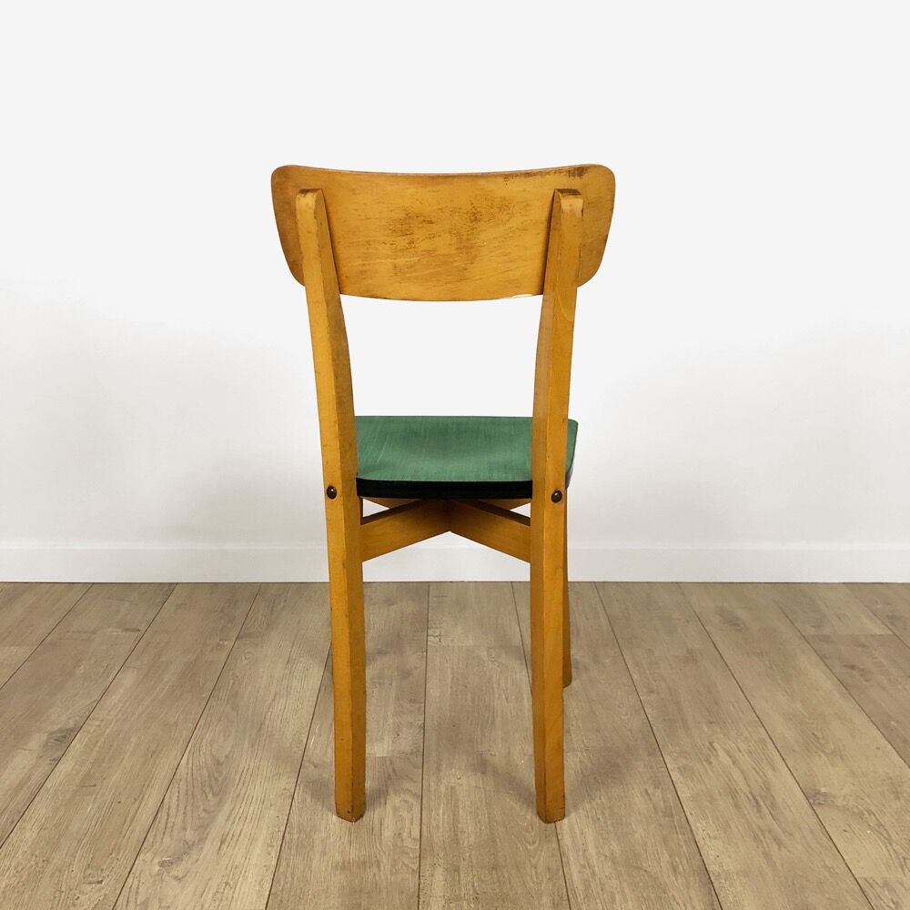 Lot of 6 chairs bistro green wood 50s