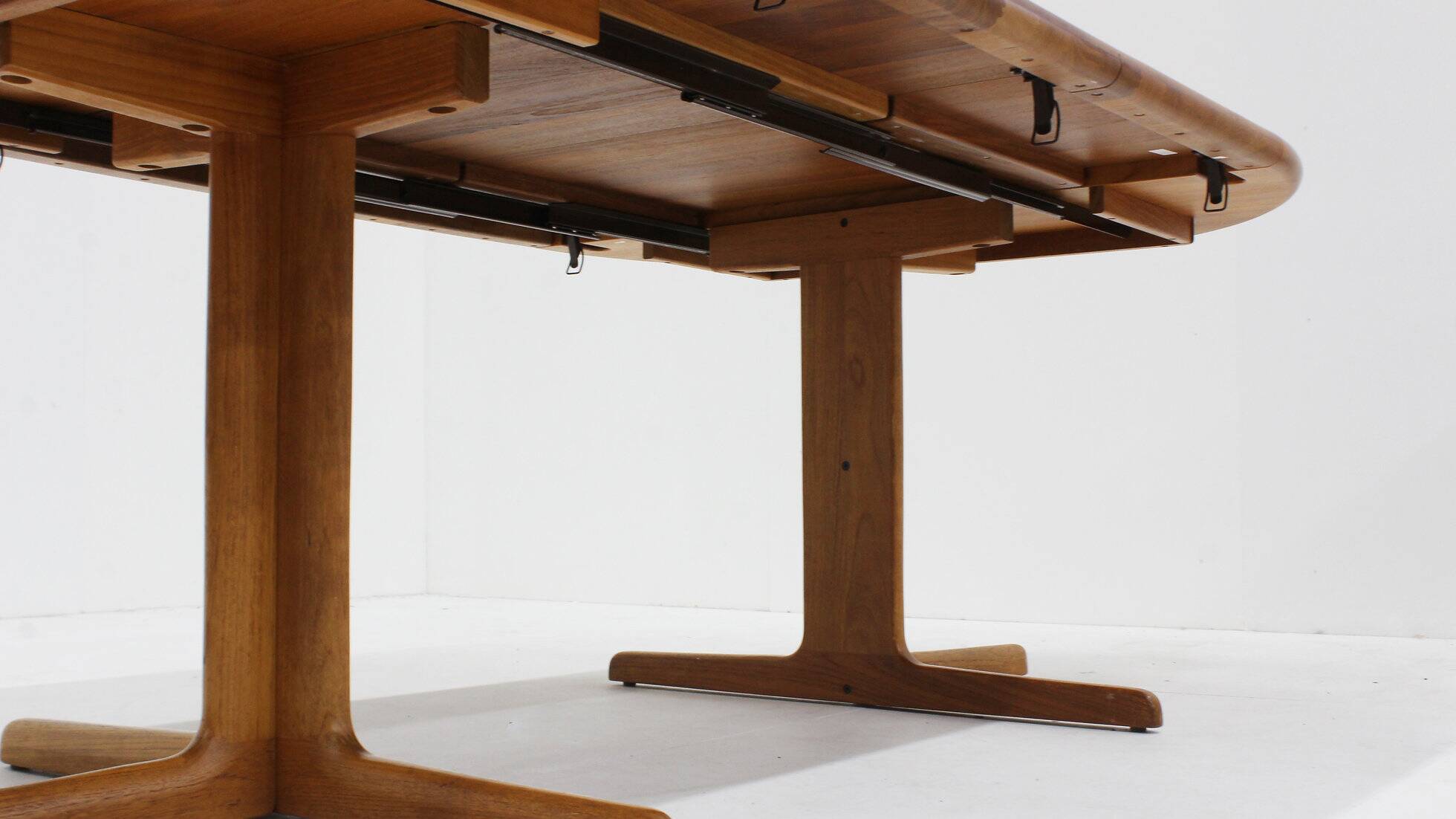 Vintage Danish round extendable dining table solid teak 1960s