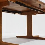 Vintage Danish round extendable dining table solid teak 1960s