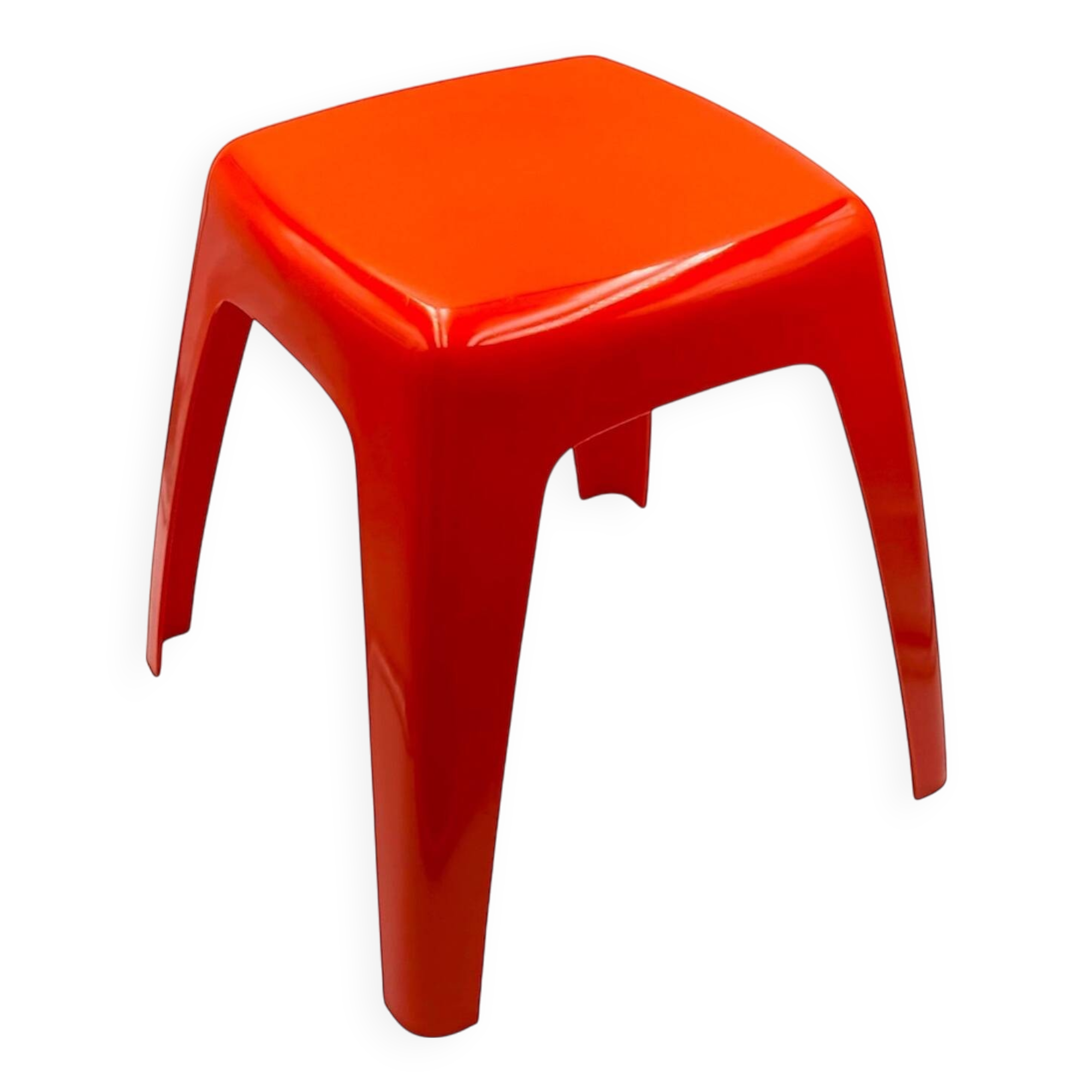 Vintage Stool or Side Table in Vibrant Orange, 1970s