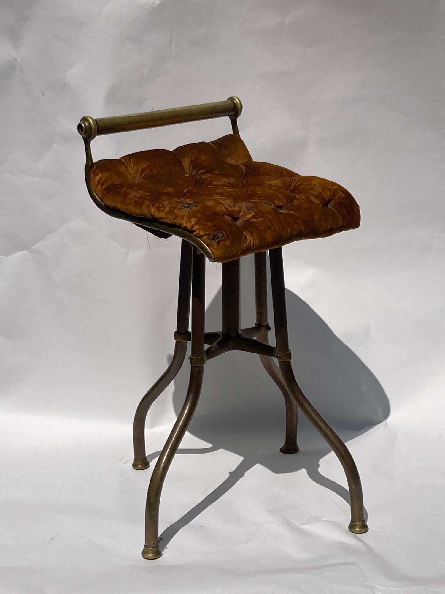 Victorian English brass piano cello music stool attributed to CH Hare
