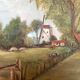 Landscape painting of a countryside windmill oil on canvas