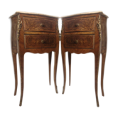 Pair of rose wood bedsides and marble top