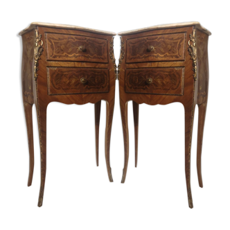 Pair of rose wood bedsides and marble top