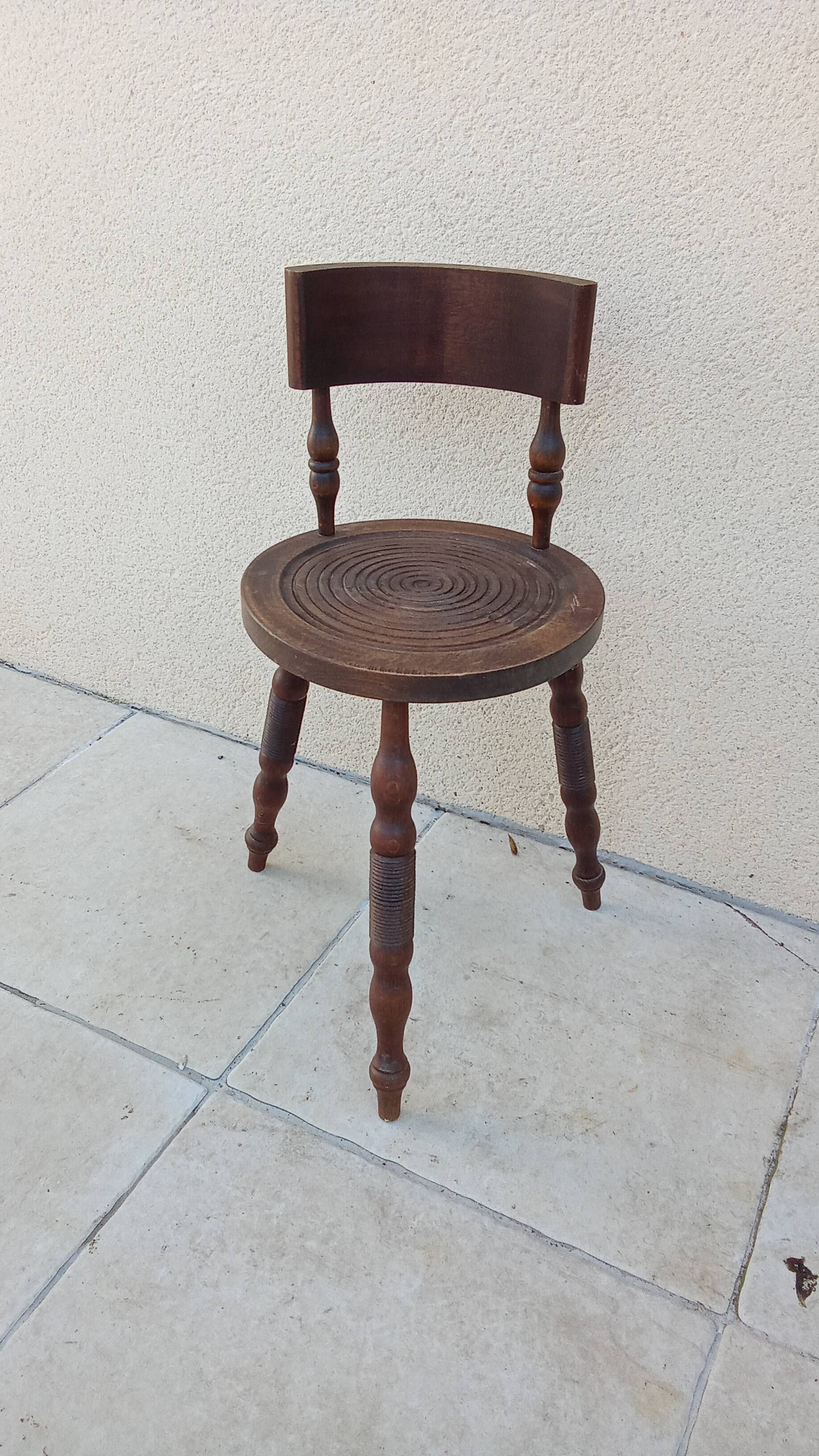 Vintage wooden stool charles dudouyt style