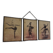 Vintage 1930 triptych mirror barber hairdresser young dancer woman - 19 x