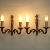 Pair of double Empire wall sconces in bronze from the French period with flame 5160.