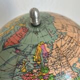 Vintage 1950 terrestrial globe by Girard Barrère Forest Thomas - 26 cm