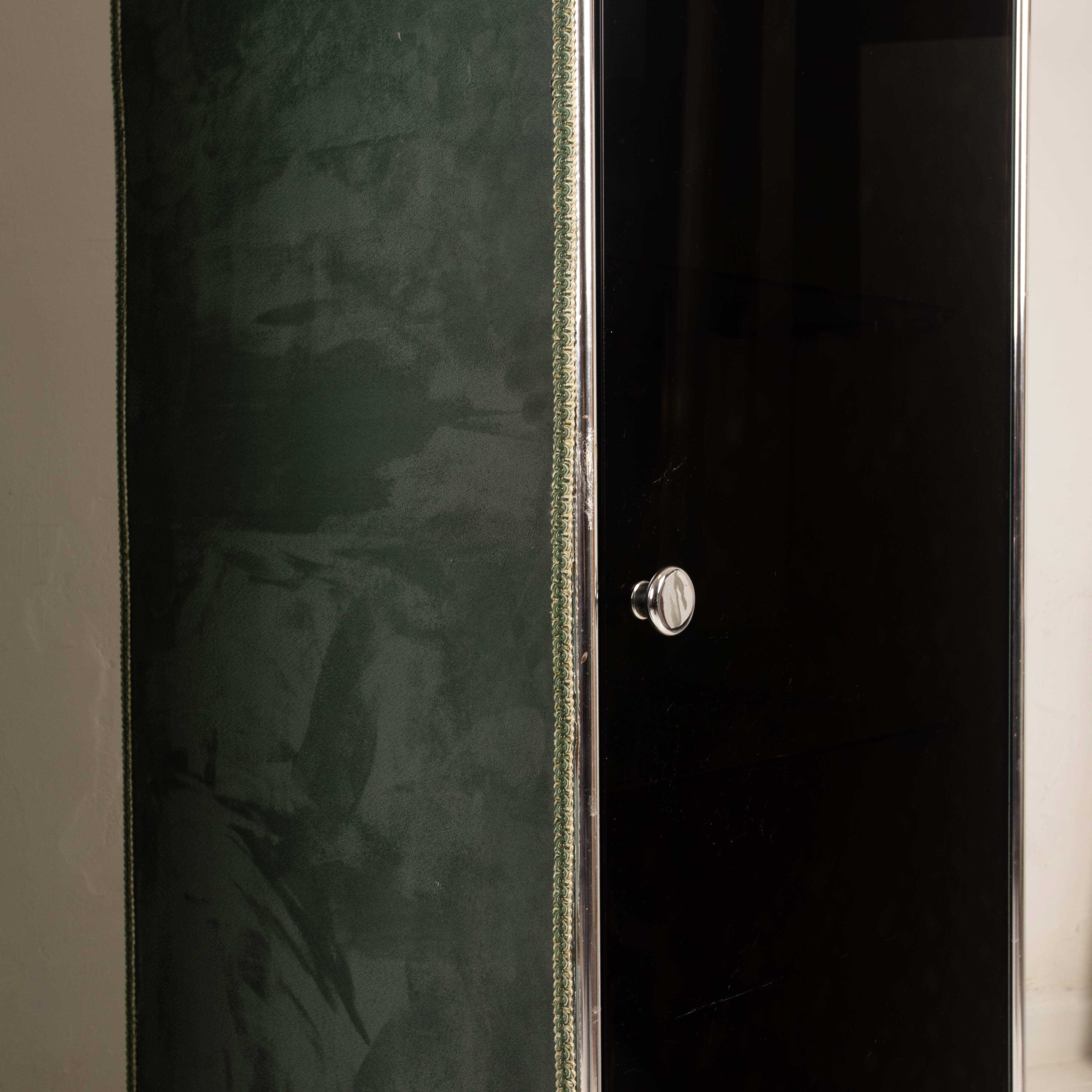 Guido Falsechini Hermès Smoked Glass and Suede Cabinets for i4 Mariani 1970
