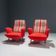 Set of 2 Italian disco chairs in original tapestry 1960s