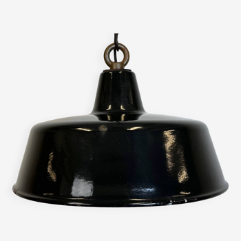 Black enamel industrial pendant lamp, 1950s