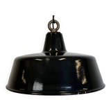 Black enamel industrial pendant lamp, 1950s