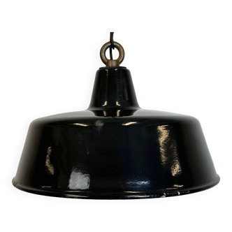 Black enamel industrial pendant lamp, 1950s