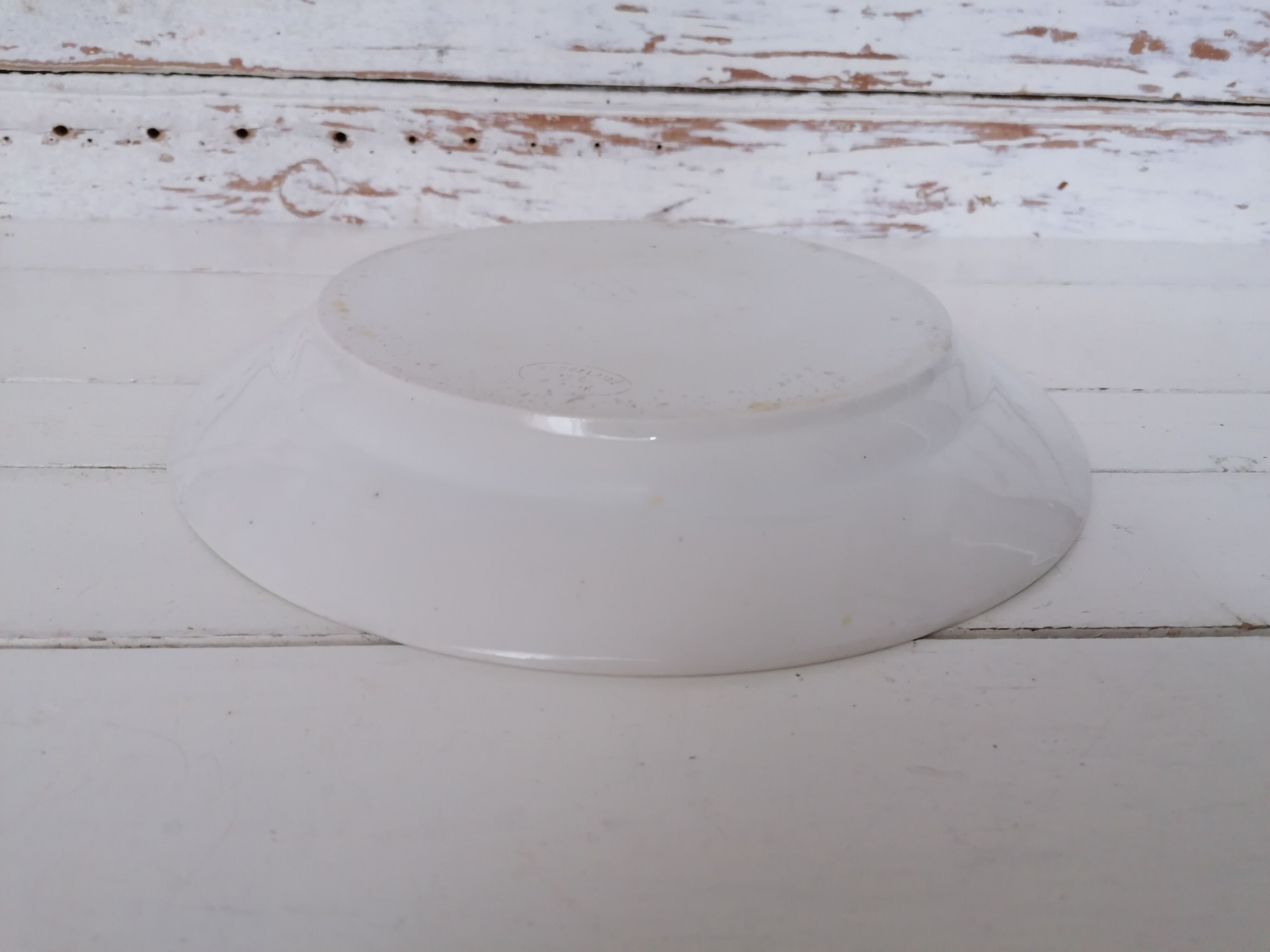 Round dish porcelain on fire