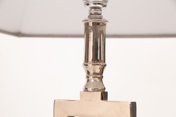 Pair of 1970s chrome table lamps inc grey silk shades