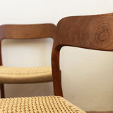 Set of 6 dining chairs, model 75 by Niels O. Møller in teak and paper cord