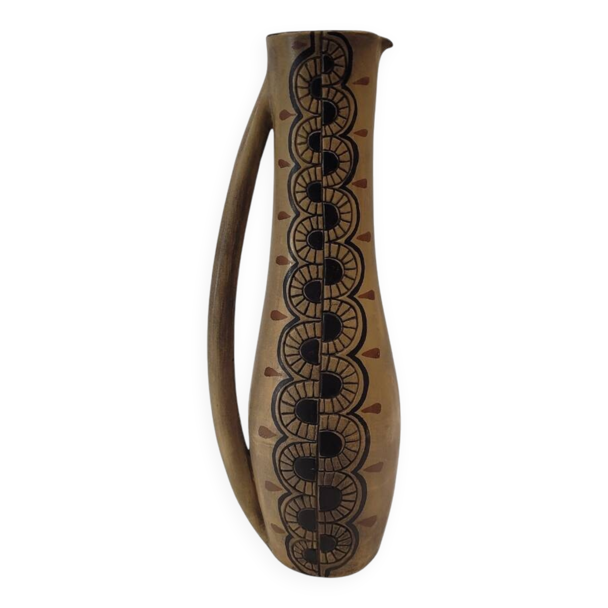 Jarrón / Jar in ceramic, Tribal style, 70's - France