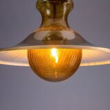 Large glass ‘‘bubble’’ chandelier with brass shade