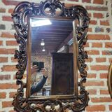Carved wood mirror in cherry tree 100x75cm