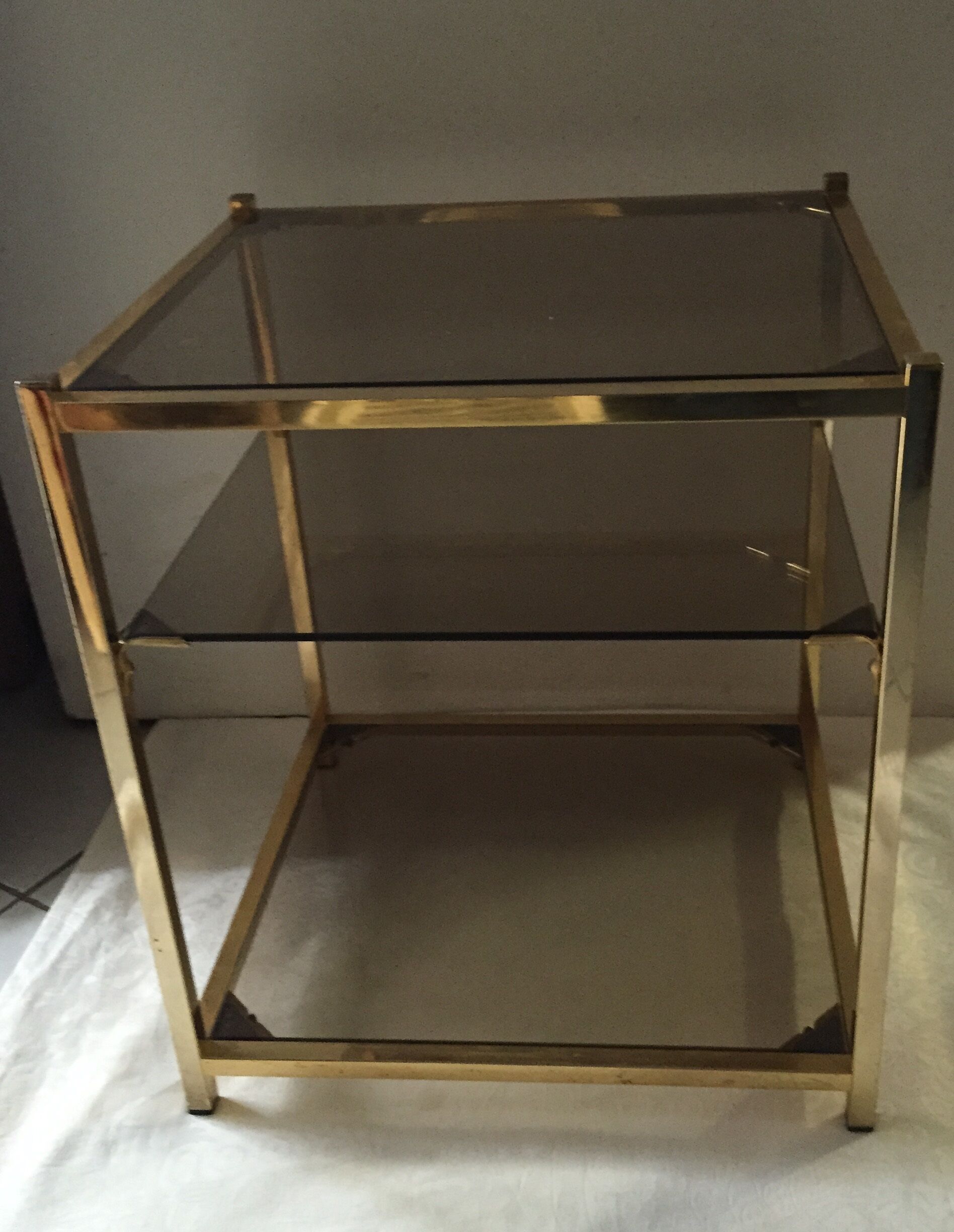 End table in smoky glass