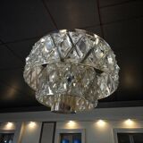 Vintage XL glass chandelier / Kinkeldey pendant light