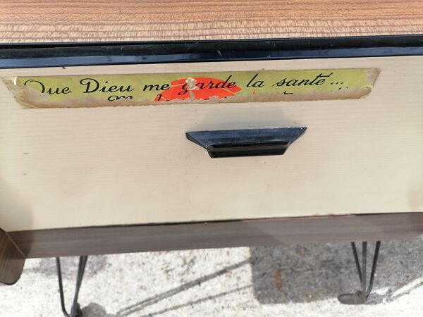 Bar roulant pieds eiffel formica 1950 60
